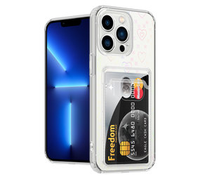 ShieldCase Coque iPhone 13 Pro transparente avec porte cartes (coeurs)