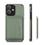Coverzs Coque tressée porte-cartes MagSafe iPhone 11 (vert)