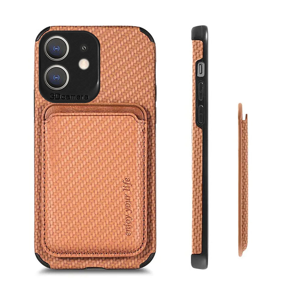 Coverzs Coverzs Coque tressée porte-cartes MagSafe iPhone 12 (marron) Coverzs Coverzs Coque tressée porte-cartes MagSafe iPhone 12 (marron)
