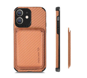 Coverzs Coque tressée porte-cartes MagSafe iPhone 12 (marron) Coverzs Coque tressée porte-cartes MagSafe iPhone 12 (marron)