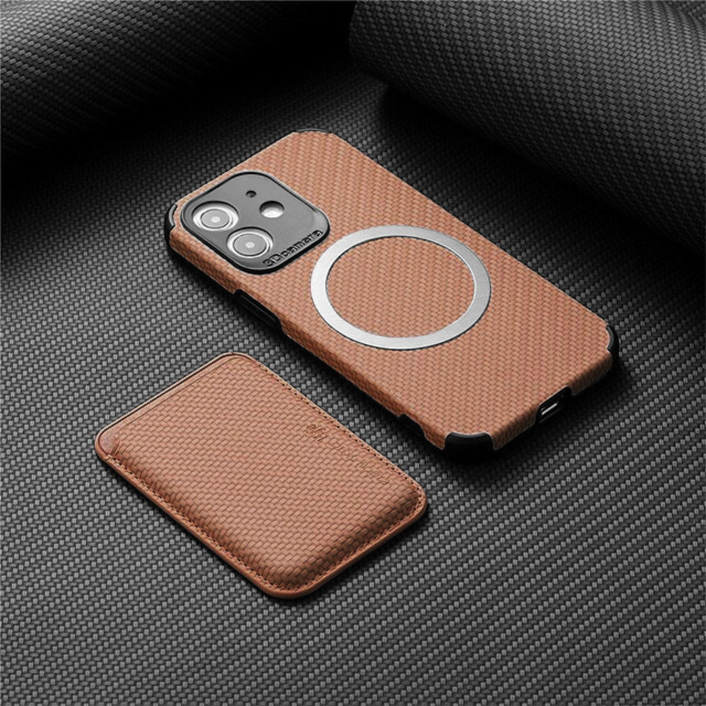 Coverzs Coverzs Coque tressée porte-cartes MagSafe iPhone 12 (marron) Coverzs Coverzs Coque tressée porte-cartes MagSafe iPhone 12 (marron)
