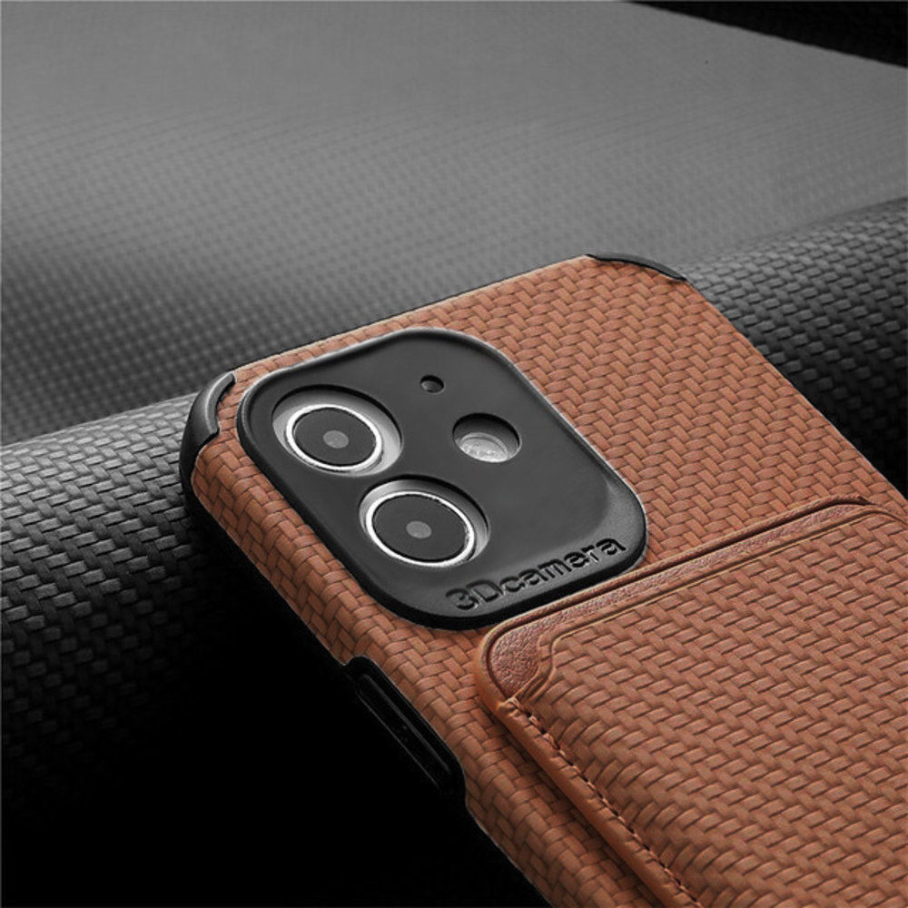 Coverzs Coverzs Coque tressée porte-cartes MagSafe iPhone 12 (marron) Coverzs Coverzs Coque tressée porte-cartes MagSafe iPhone 12 (marron)