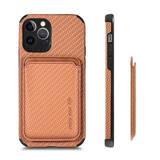 Coverzs Coque tressée porte-cartes MagSafe iPhone 13 Pro (marron) Coverzs Coque tressée porte-cartes MagSafe iPhone 13 Pro (marron)