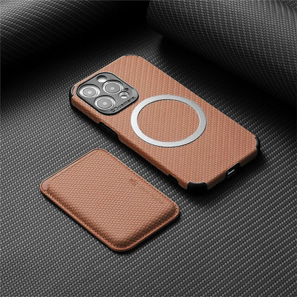 Coverzs Coverzs Coque tressée porte-cartes MagSafe iPhone 13 Pro (marron) Coverzs Coverzs Coque tressée porte-cartes MagSafe iPhone 13 Pro (marron)