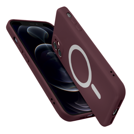 ShieldCase ShieldCase Coque MagSafe silicone soyeux iPhone 12 (bordeaux) ShieldCase ShieldCase Coque MagSafe silicone soyeux iPhone 12 (bordeaux)