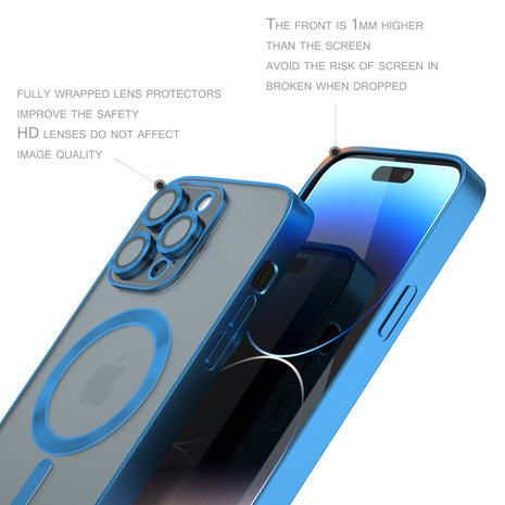 Coque MagSafe avec cache de caméra iPhone 14 Pro Max (bleu) - Coque -telephone.fr