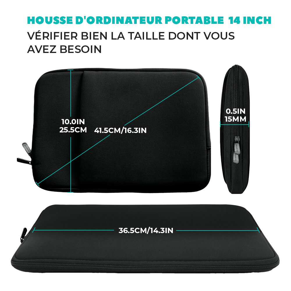 Coverzs Coverzs Housse pour l'ordinateur portable 14 pouces + pochette supplémentaire Coverzs Coverzs Housse pour l'ordinateur portable 14 pouces + pochette supplémentaire