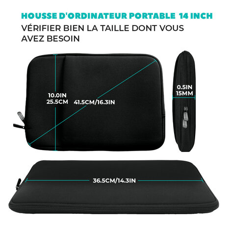 Coverzs Coverzs Housse pour l'ordinateur portable 14 pouces + pochette supplémentaire Coverzs Coverzs Housse pour l'ordinateur portable 14 pouces + pochette supplémentaire