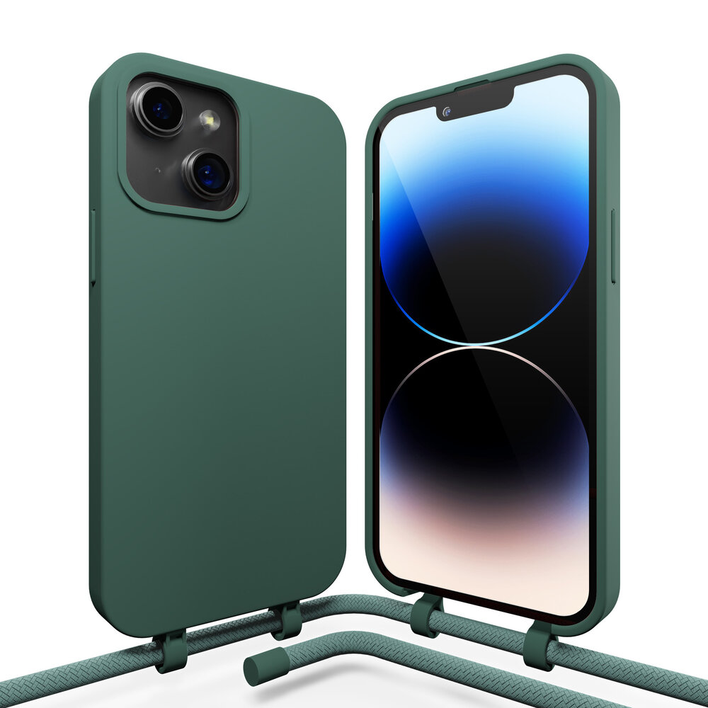 Coque en silicone avec Cordon iPhone 15 (vert) 