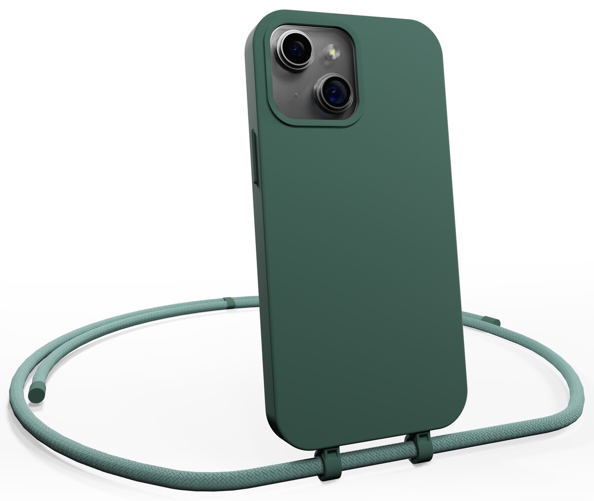 Coverzs Coverzs Coque en silicone avec Cordon iPhone 15 (vert)