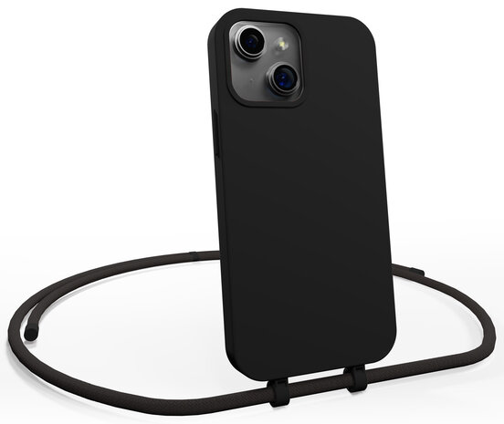 Coverzs Coverzs Coque en silicone avec Cordon iPhone 15 (noir) Coverzs Coverzs Coque en silicone avec Cordon iPhone 15 (noir)