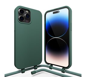 Coverzs Coque en silicone avec Cordon iPhone 15 Pro (vert)