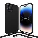 Coverzs Coque en silicone avec Cordon iPhone 15 Pro (noir)