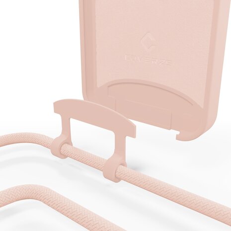 Coverzs Coverzs Coque en silicone avec Cordon iPhone 15 Pro (rose)