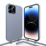 Coverzs Coque en silicone avec Cordon iPhone 15 Pro (gris-bleu)