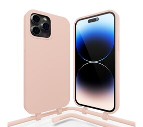 Coverzs Coque en silicone avec Cordon iPhone 15 Pro Max (rose)