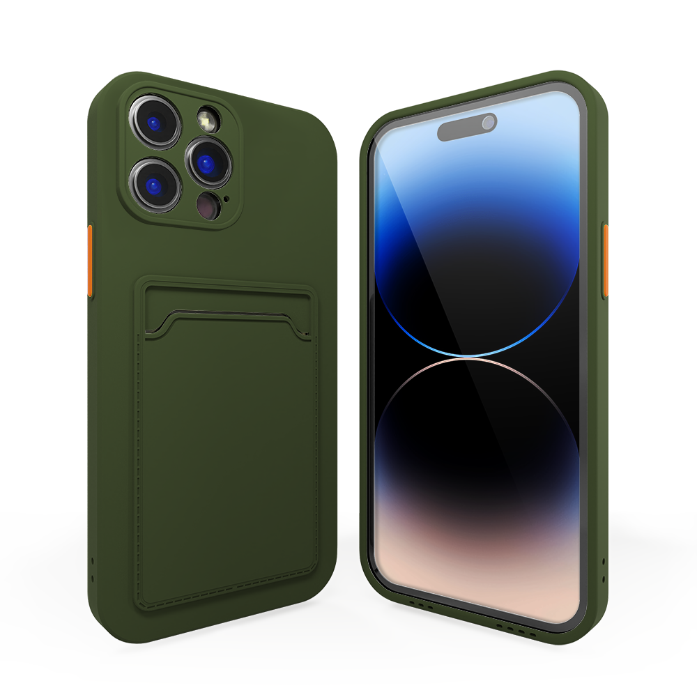 ShieldCase iPhone 15 Pro coque en silicone avec porte-carte (vert foncé)
