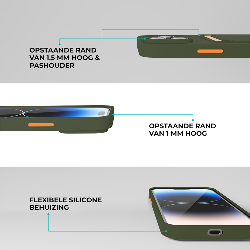 ShieldCase iPhone 15 Pro coque en silicone avec porte-carte (vert foncé)