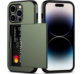 iPhone 15 Pro coque porte-cartes avec curseur (vert foncé)