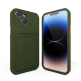iPhone 15 coque en silicone avec porte-carte (vert foncé)