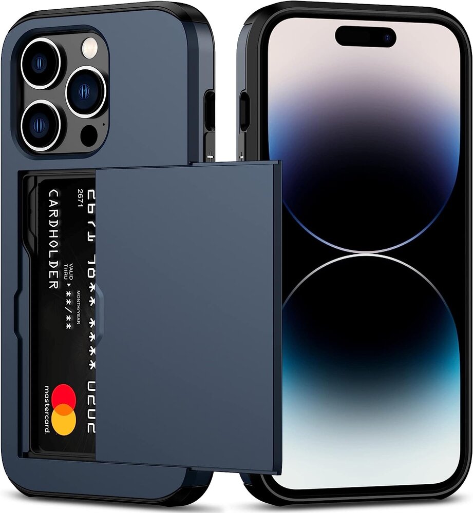 ShieldCase iPhone 15 Pro coque porte-cartes avec curseur (bleu foncé) ShieldCase iPhone 15 Pro coque porte-cartes avec curseur (bleu foncé)