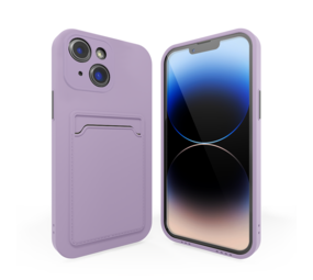 iPhone 15 coque en silicone avec porte-carte (violet)