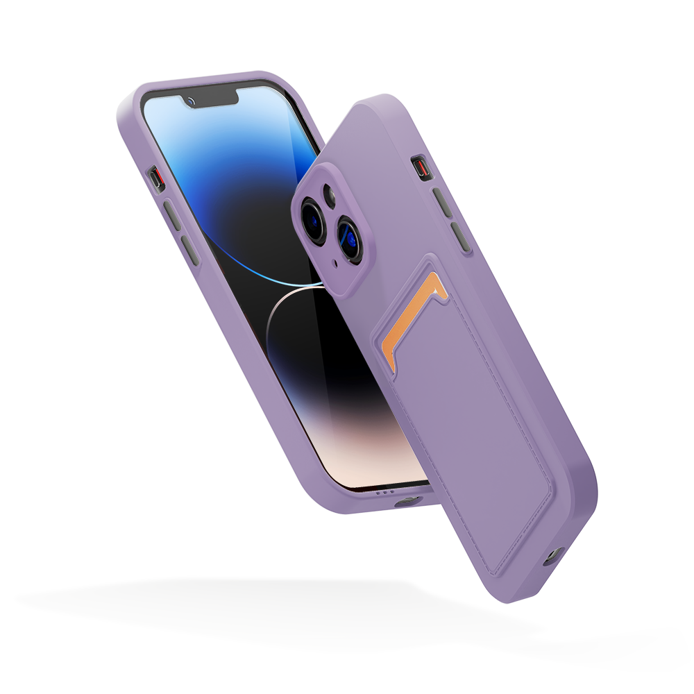 ShieldCase iPhone 15 coque en silicone avec porte-carte (violet)