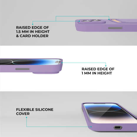 ShieldCase iPhone 15 coque en silicone avec porte-carte (violet)