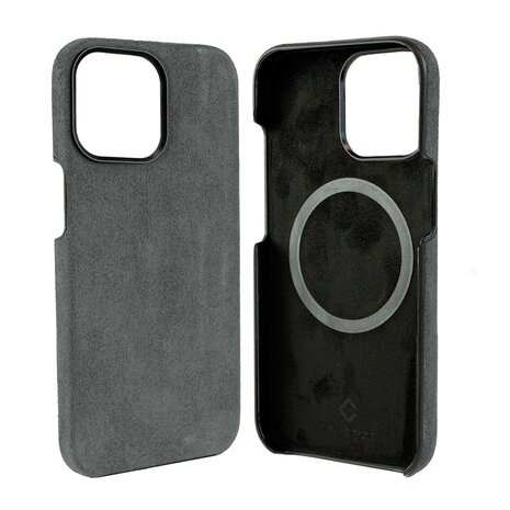 Coverzs Coverzs Coque iPhone 15 Pro Alcantara MagSafe (gris)