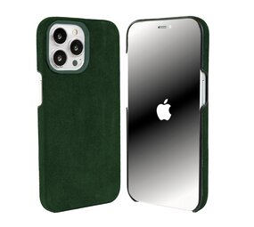 Coverzs Coque iPhone 13 Pro Alcantara MagSafe (vert foncé)