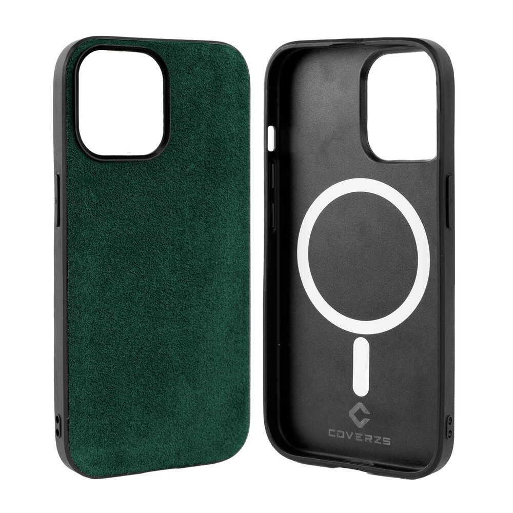 Coverzs Coverzs Coque iPhone 15 Pro Alcantara & TPU MagSafe (vert foncé) Coverzs Coverzs Coque iPhone 15 Pro Alcantara & TPU MagSafe (vert foncé)