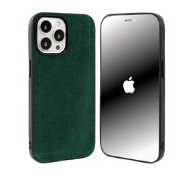 Coverzs Coque iPhone 13 Pro Max Alcantara & TPU MagSafe (vert foncé)