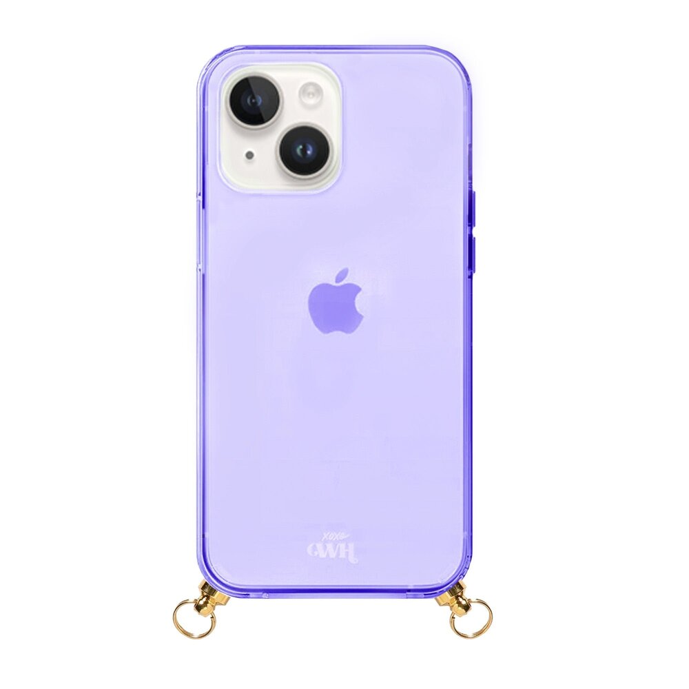 xoxo Wildhearts xoxo Wildhearts Coque violette avec Gold Goddess cordon - iPhone 14 xoxo Wildhearts xoxo Wildhearts Coque violette avec Gold Goddess cordon - iPhone 14
