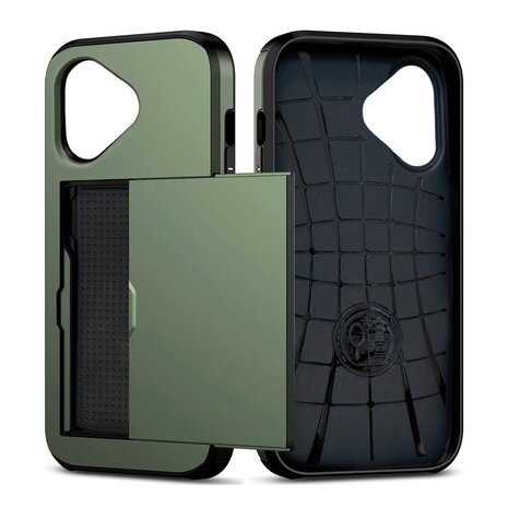 ShieldCase ShieldCase iPhone 16 coque porte-cartes avec curseur (vert foncé) ShieldCase ShieldCase iPhone 16 coque porte-cartes avec curseur (vert foncé)