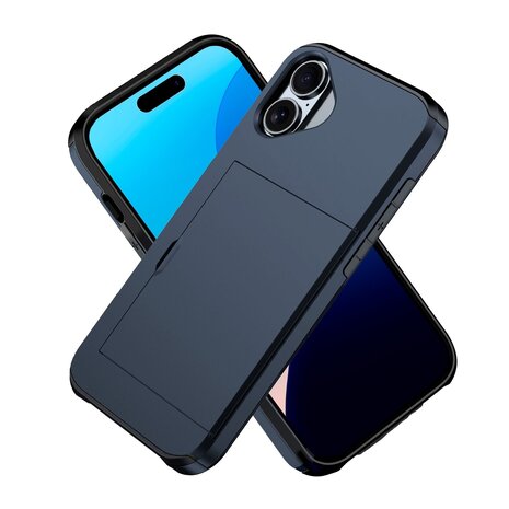 ShieldCase ShieldCase iPhone 16 Plus coque porte-cartes avec curseur (bleu foncé) ShieldCase ShieldCase iPhone 16 Plus coque porte-cartes avec curseur (bleu foncé)