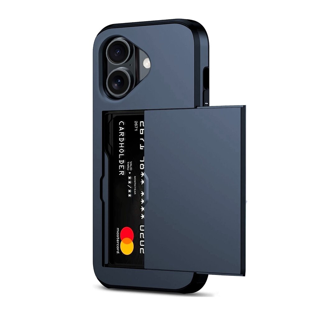 ShieldCase ShieldCase iPhone 16 Plus coque porte-cartes avec curseur (bleu foncé) ShieldCase ShieldCase iPhone 16 Plus coque porte-cartes avec curseur (bleu foncé)