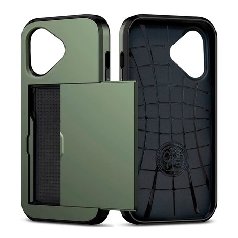 ShieldCase ShieldCase iPhone 16 Plus coque porte-cartes avec curseur (vert foncé) ShieldCase ShieldCase iPhone 16 Plus coque porte-cartes avec curseur (vert foncé)