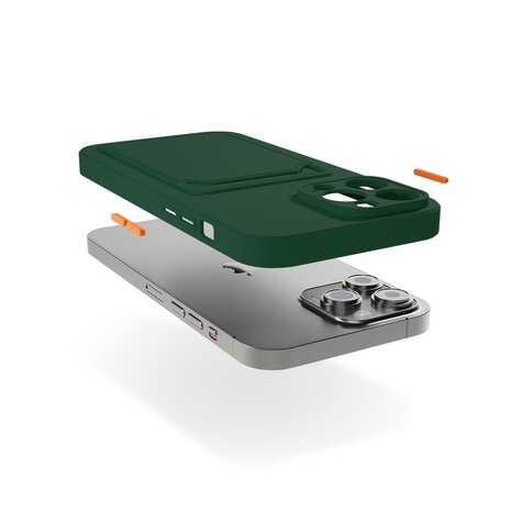 ShieldCase ShieldCase iPhone 16 coque en silicone porte carte (vert foncé) ShieldCase ShieldCase iPhone 16 coque en silicone porte carte (vert foncé)