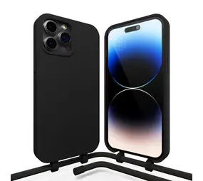 Coverzs iPhone 16 Pro coque silicone avec cordon (noir) Coverzs iPhone 16 Pro coque silicone avec cordon (noir)