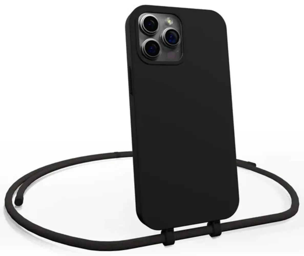 Coverzs Coverzs iPhone 16 Pro coque silicone avec cordon (noir) Coverzs Coverzs iPhone 16 Pro coque silicone avec cordon (noir)