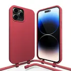Coverzs Coverzs iPhone 16 Pro coque silicone avec cordon (rouge)