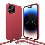 Coverzs iPhone 16 Pro coque silicone avec cordon (rouge)
