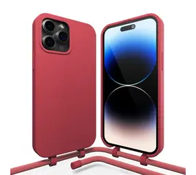Coverzs iPhone 16 Pro coque silicone avec cordon (rouge)