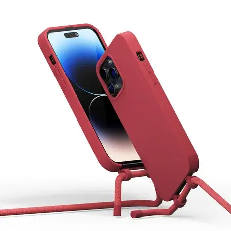 Coverzs Coverzs iPhone 16 Pro coque silicone avec cordon (rouge)