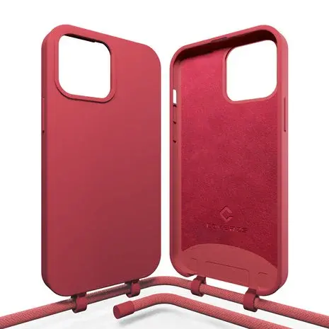 Coverzs Coverzs iPhone 16 Pro coque silicone avec cordon (rouge)
