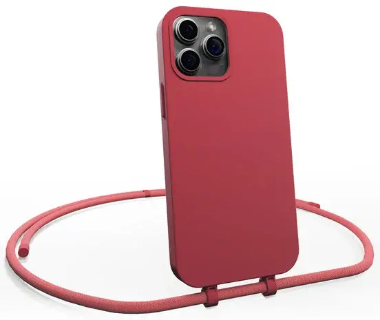 Coverzs Coverzs iPhone 16 Pro coque silicone avec cordon (rouge)