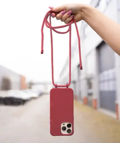 Coverzs Coverzs iPhone 16 Pro coque silicone avec cordon (rouge)