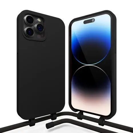 Coverzs Coverzs iPhone 16 Pro Max coque silicone avec cordon (noir) Coverzs Coverzs iPhone 16 Pro Max coque silicone avec cordon (noir)