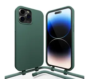 Coverzs iPhone 16 Pro Max coque silicone avec cordon (vert foncé)