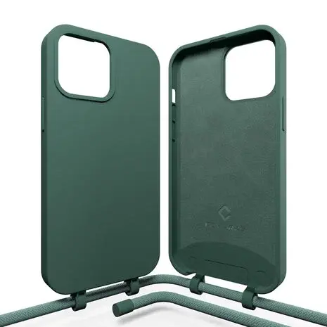 Coverzs Coverzs iPhone 16 Pro Max coque silicone avec cordon (vert foncé)